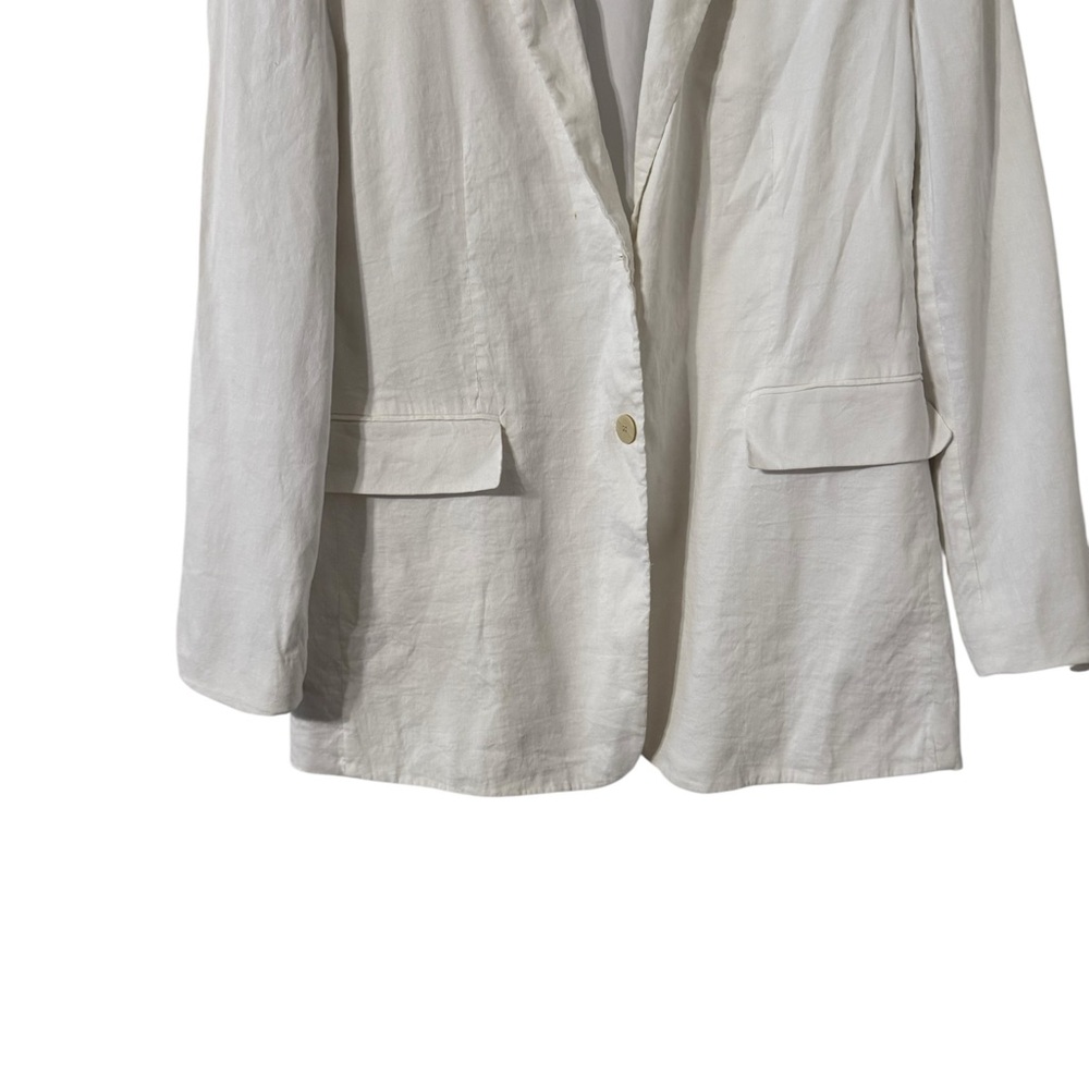 THEORY Eco Crunch Linen Mix White Button Up Blazer Jacket - Picture 5 of 8